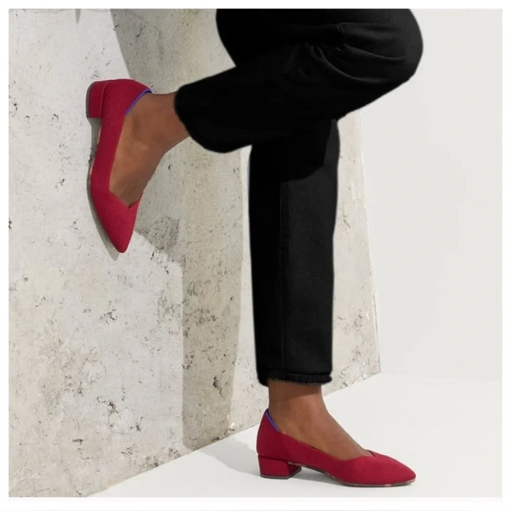 Rothys The High Point Comfort Heel Autumn Red US 13 Machine Washable Sustainable